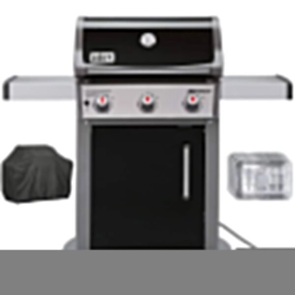 Weber 47510001 Spirit E-310 3-Burner Natural GAS Black Bundle with Generic Grill Cover Barbecue Drip Pans Set of 3